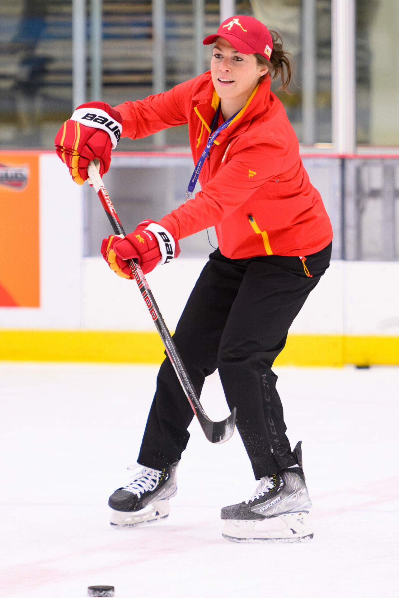 Rebecca Johnston on the ice at camp